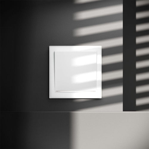 Проходной переключатель встраиваемый VOLTUM S70 одноклавишный с подсветкой 10А, (белый матовый) VLS010402