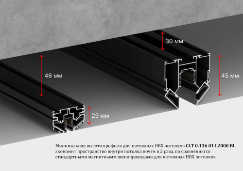 Шинопровод Crystal Lux Ux5 CLT 0.136 01 L2000 BL