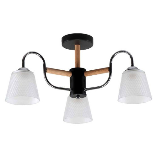 Люстра потолочная 3*60Вт Е27 MD.51941-3-S-BK+WOOD