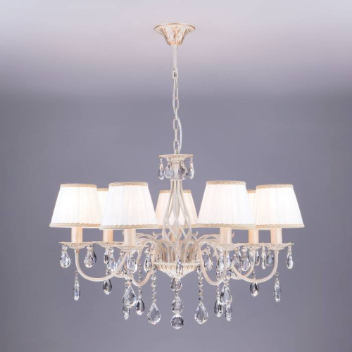 Подвесная люстра Eurosvet Amelia 3637/7 белый с золотом/прозрачный хрусталь Strotskis