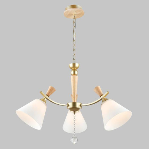 Люстра подвесная, 3*Е27, золото+дерево MD.6132-3-P-GD+WOOD
