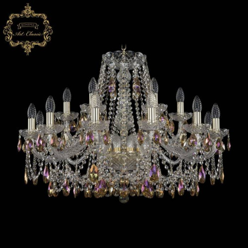 Подвесная хрустальная люстра 11.25 Art Classic 11.25.12+6.300.Gd.Sp.K777