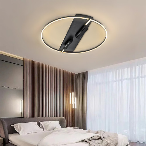 Люстра потолочная светодиодная 106W, 3000+4200К+6500K, поворотные споты, пульт ДУ, матовый черный PLC-7072-800-MBK