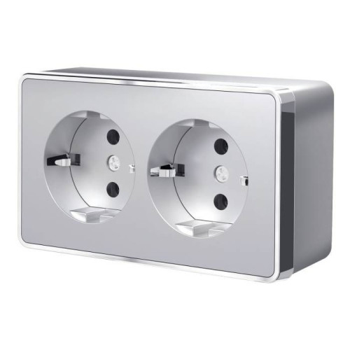 Розетка Werkel W5072106/ Розетка двойная с заземлением Gallant (серебряный)